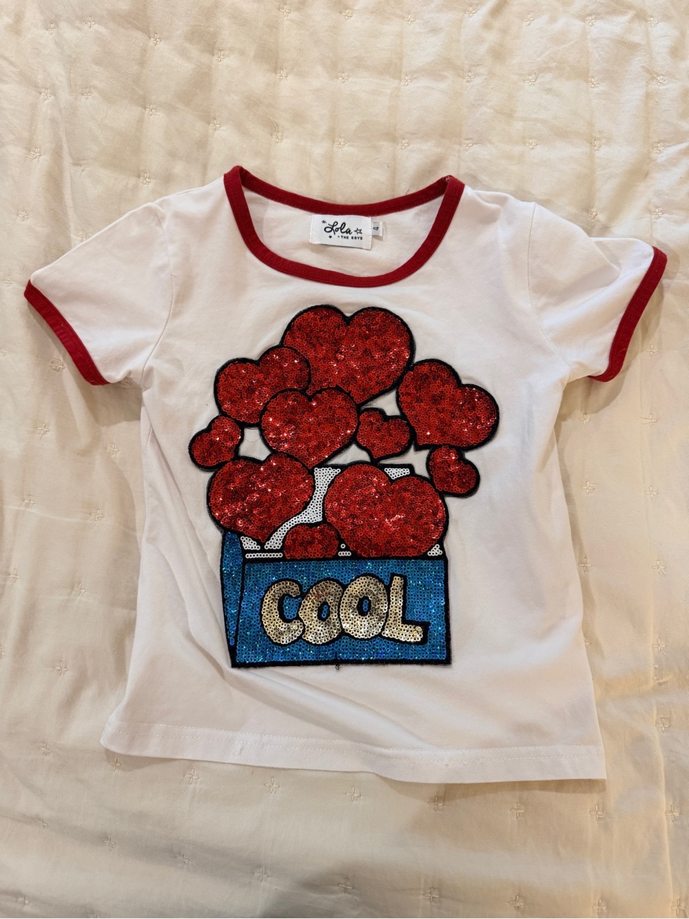 Lola & The Boys Little Girls’ Heart Sequin Shirt Size 4